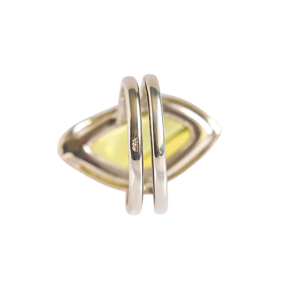 Lemon Baltic Amber Sterling Silver Adjustable Ring – Handmade - Picture 4 of 6